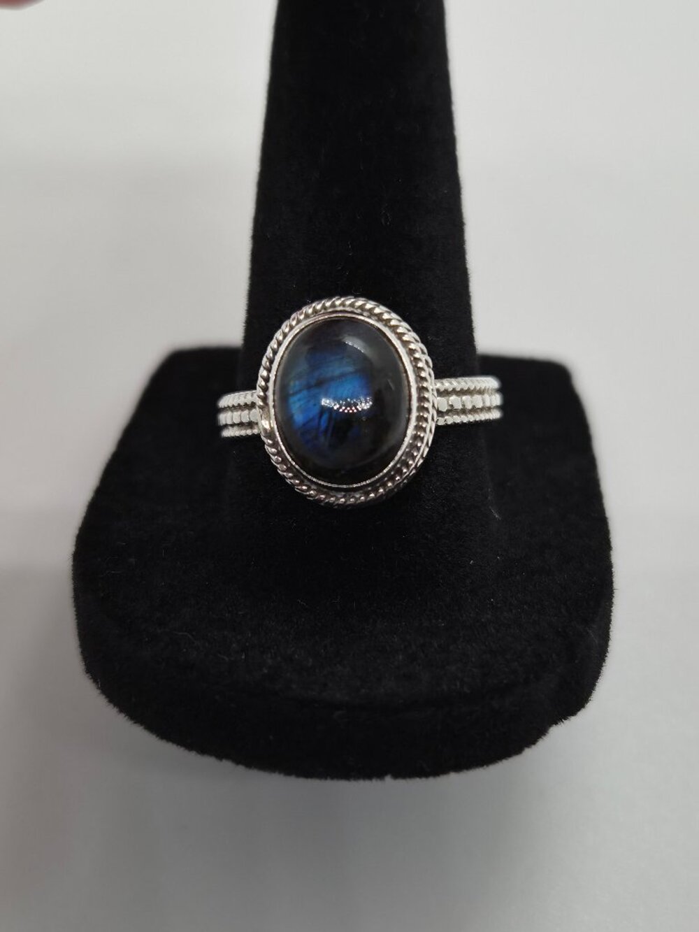 Sterling Silver 925 Labradorite Ring Blue Flash Size 9